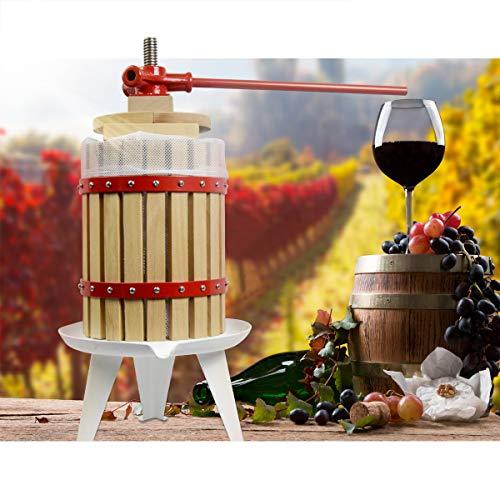 EJWOX 4.75 Gallon Fruit Wine Press - 100% Nature Apple&Grape&Berries Crusher Manual Juice Maker for Kitchen, Solid Wood Basket with 8 Blocks Heavy Duty Cider Wine Making Press