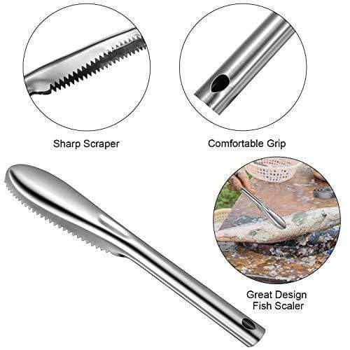 Honoson 4 Pieces Stainless Steel Fish Scale Remover Cleaner Kitchen Fish Scaler Fish Skin Graters Cleaning Peeler Scaler Scraper with Bottle Opener for Kitchen Fish Cleaning Tools