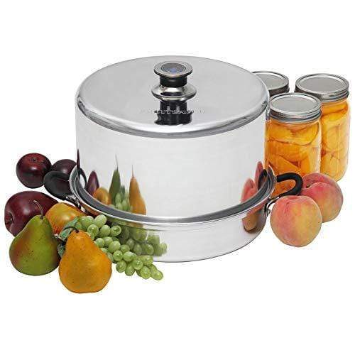 VKP Brands Roots & Branches FruitSaver Aluminum Steam Canner with Temperature Indicator, 7 Quart Jar capacity, Silver