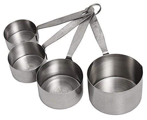 CRESTWARE Crestware Heavy Duty Stainless Steel Measuring Cup Set One Quarter Cup, One Third Cup, Half Cup, 1 Cup Measures