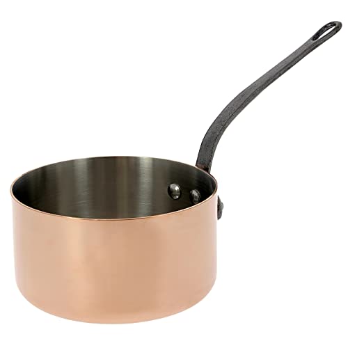 De Buyer de Buyer - Inocuivre Tradition Saucepan with Cast Iron Handle - Copper Cookware with Stainless Steel Lining - Oven Safe - 5.5"