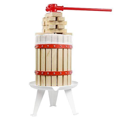 EJWOX 4.75 Gallon Fruit Wine Press - 100% Nature Apple&Grape&Berries Crusher Manual Juice Maker for Kitchen, Solid Wood Basket with 8 Blocks Heavy Duty Cider Wine Making Press