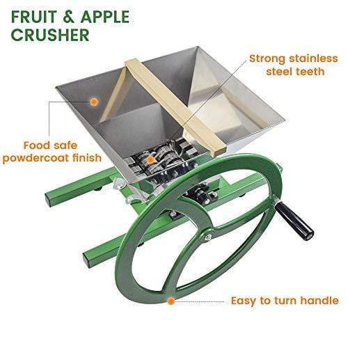 EJWOX Fruit and Apple Crusher - 7L Stainless Steel Manual Juicer Grinder, Fruit Scratter Pulper for Wine and Cider Pressing