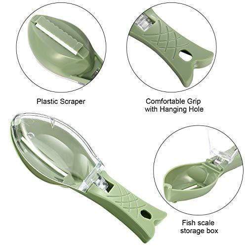 Honoson 4 Pieces Stainless Steel Fish Scale Remover Cleaner Kitchen Fish Scaler Fish Skin Graters Cleaning Peeler Scaler Scraper with Bottle Opener for Kitchen Fish Cleaning Tools